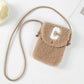 Madeline Love Taupe C Initial Monogram Sherpa Crossbody Cellphone Bag - Bags & Wallets - desc