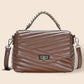 Madeline Love Brown Line Detailed Faux Leather Tote Crossbody Bag - Bags & Wallets