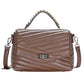 Madeline Love Brown Line Detailed Faux Leather Tote Crossbody Bag - Bags & Wallets - desc