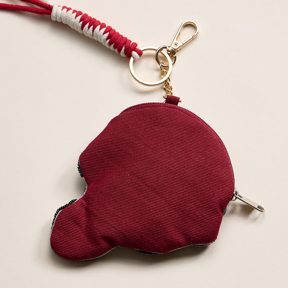 Madeline Love Gray, Red ALABAMA GAME DAY Football Helmet Sequin Seed Beaded Knot Keychain Mini Pouch Bag - Bags & Wallets - extra
