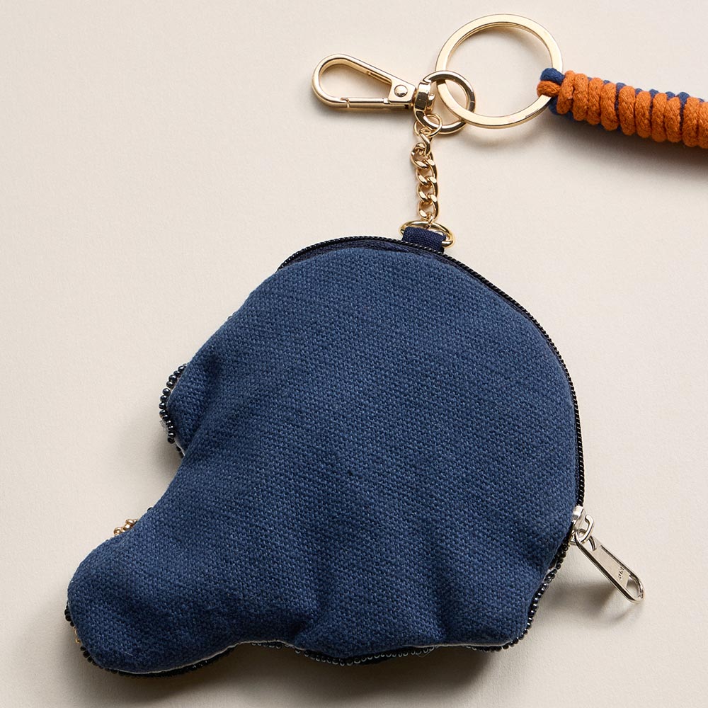 Madeline Love Navy, Orange AUBURN GAME DAY Football Helmet Sequin Seed Beaded Knot Keychain Mini Pouch Bag - Bags & Wallets - extra