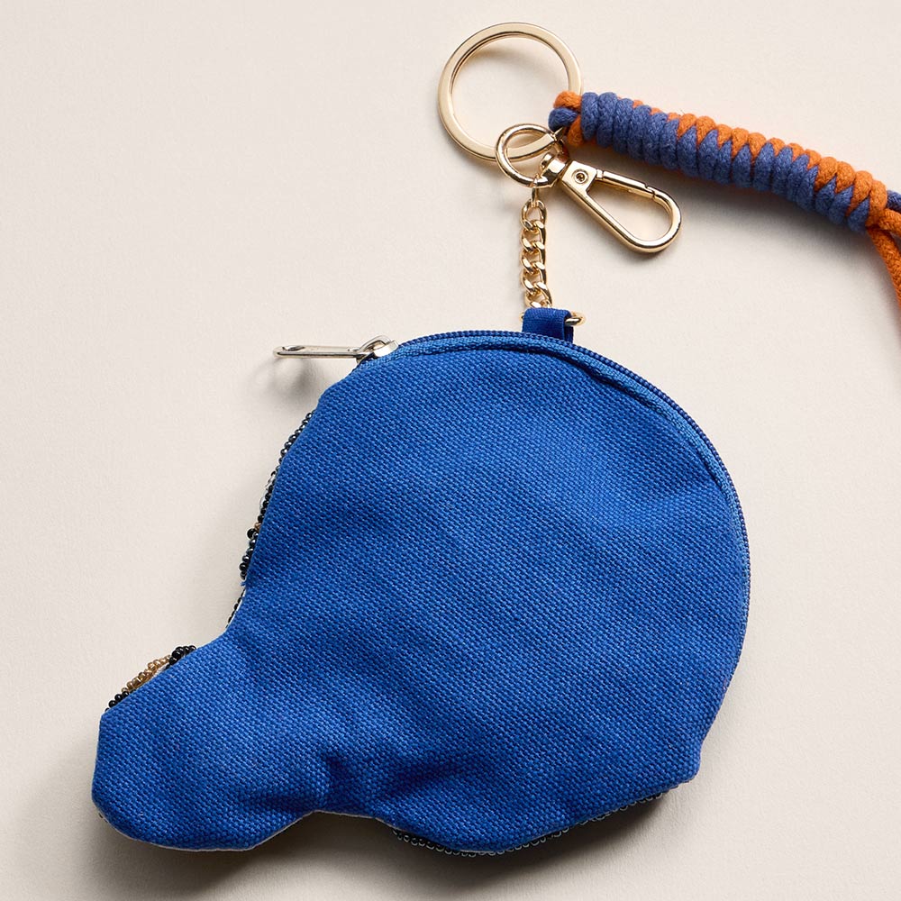 Madeline Love Orange, Royal Blue FLORIDA STATE GAME DAY Football Helmet Sequin Seed Beaded Knot Keychain Mini Pouch Bag - Bags & Wallets - extra