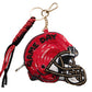Madeline Love Black, Red GEORGIA GAME DAY Football Helmet Sequin Seed Beaded Knot Keychain Mini Pouch Bag - Bags & Wallets - desc