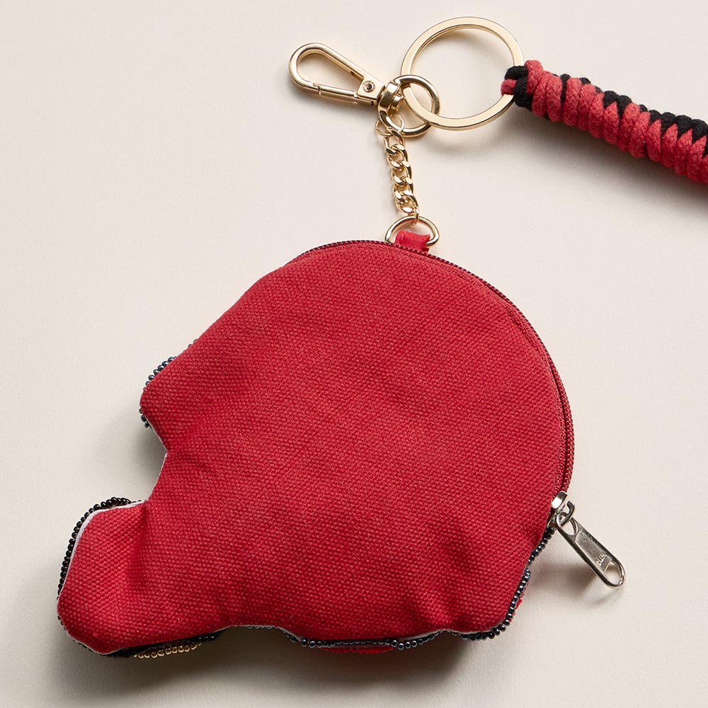 Madeline Love Black, Red GEORGIA GAME DAY Football Helmet Sequin Seed Beaded Knot Keychain Mini Pouch Bag - Bags & Wallets - extra