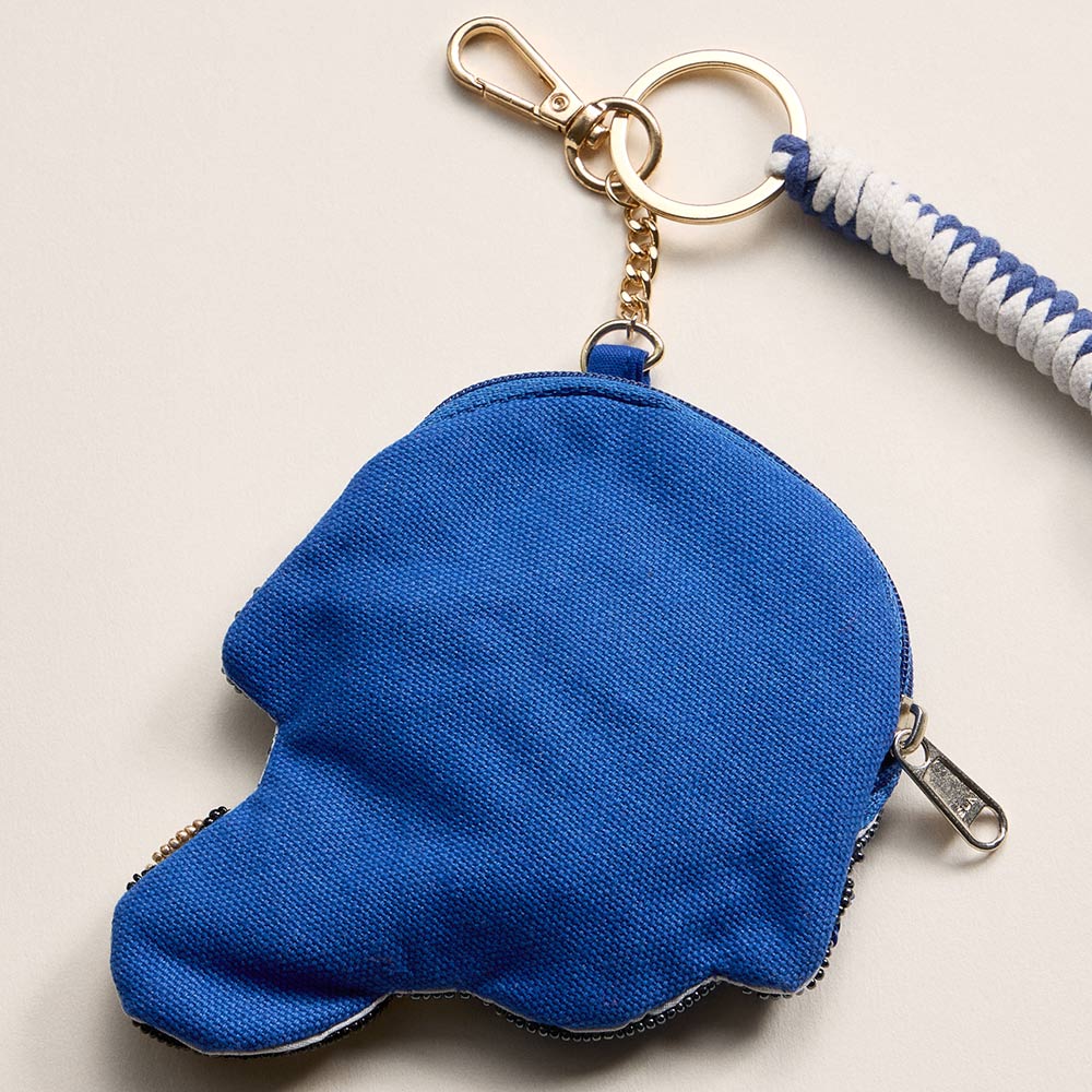 Madeline Love Blue, White KENTUCKY GAME DAY Football Helmet Sequin Seed Beaded Knot Keychain Mini Pouch Bag - Bags & Wallets - extra