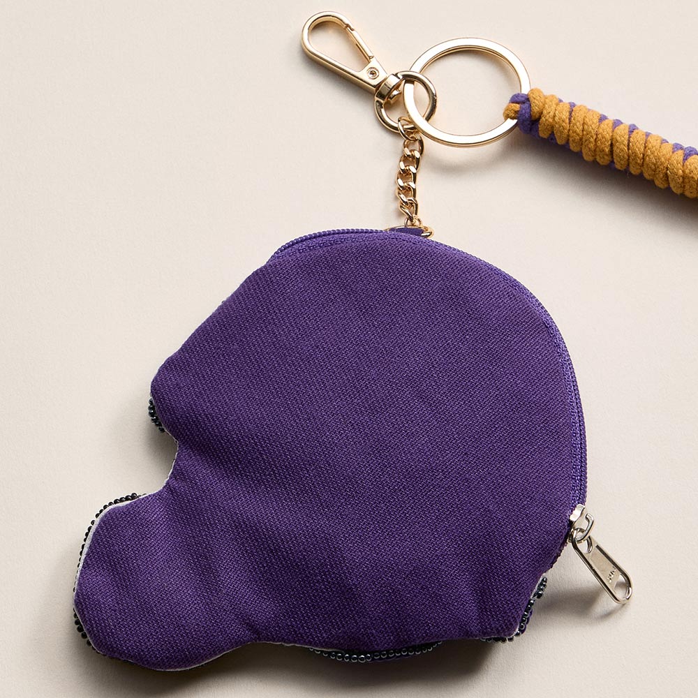 Madeline Love Gold, Purple LSU GAME DAY Football Helmet Sequin Seed Beaded Knot Keychain Mini Pouch Bag - Bags & Wallets - extra