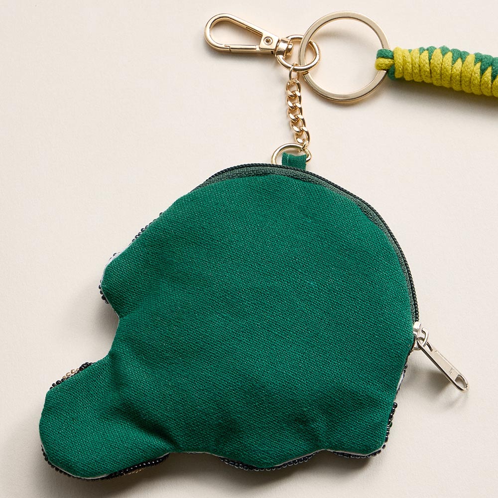 Madeline Love Green, Yellow OREGON GAME DAY Football Helmet Sequin Seed Beaded Knot Keychain Mini Pouch Bag - Bags & Wallets - extra