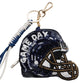 Madeline Love Navy, White PENN STATE GAME DAY Football Helmet Sequin Seed Beaded Knot Keychain Mini Pouch Bag - Bags & Wallets - extra