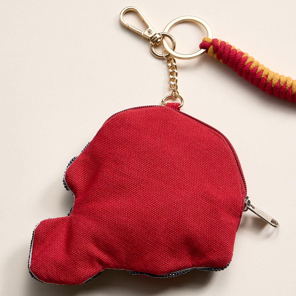Madeline Love Red, Yellow USC GAME DAY Football Helmet Sequin Seed Beaded Knot Keychain Mini Pouch Bag - Bags & Wallets - extra