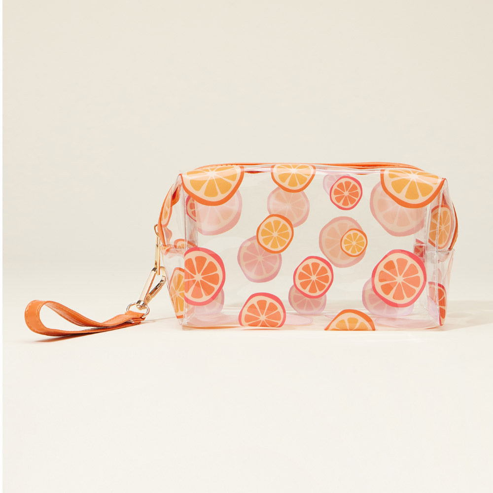 Madeline Love Clear, Orange Orange Pattern Transparent Cosmetic Pouch Bag - Beauty & Cosmetics