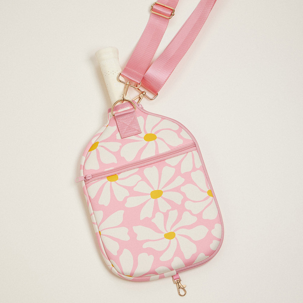 Madeline Love Pink Daisy Flower Pattern Neoprene  Pickleball Paddle Case Bag - Bags & Wallets - desc