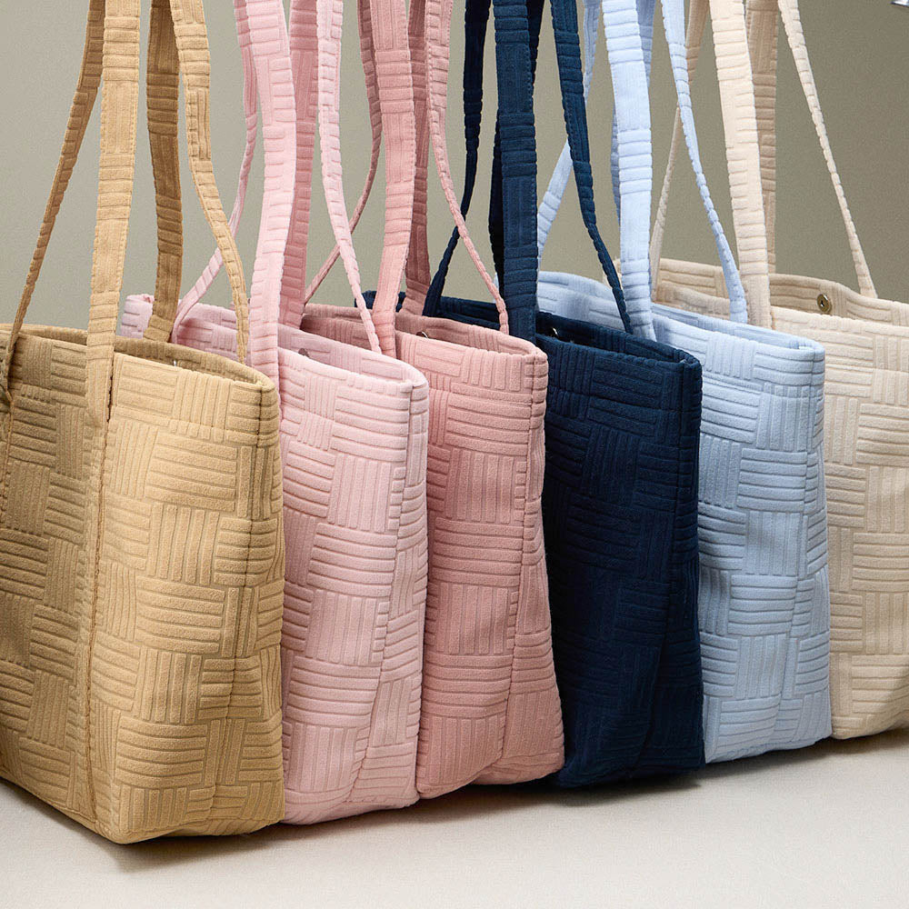 Madeline Love Navy Grid Pattern Everyday Tote Bag - Bags & Wallets