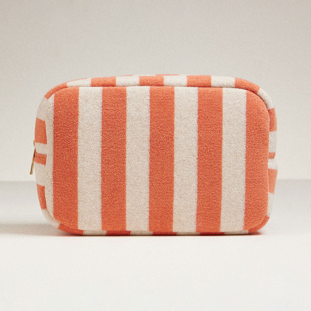 Striped Pattern Cosmetic Pouch Bag - Coral - Pouch Bag