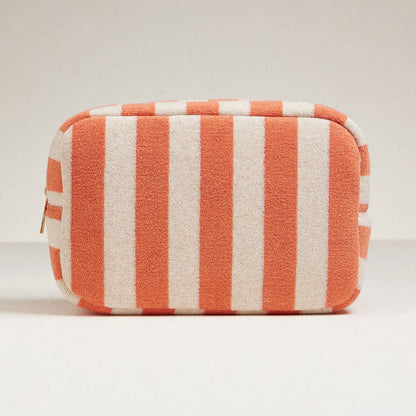 Striped Pattern Cosmetic Pouch Bag - Coral - Pouch Bag