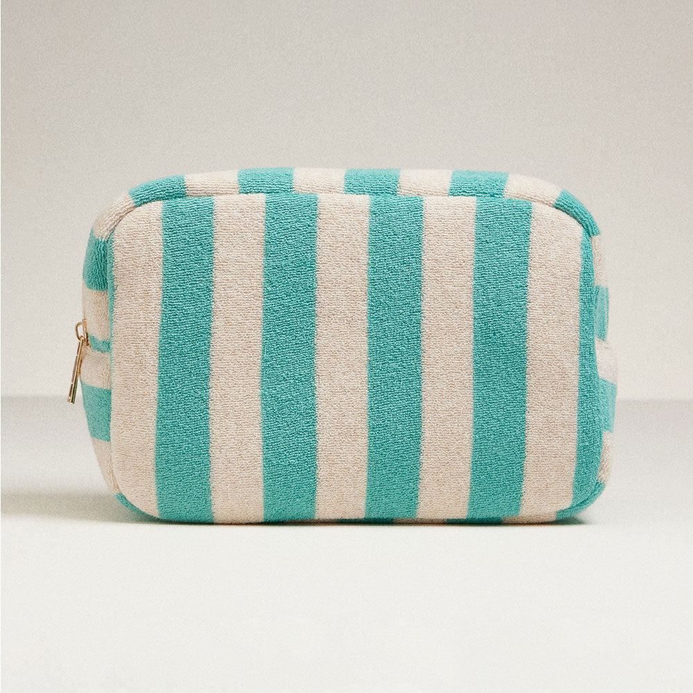 Striped Pattern Cosmetic Pouch Bag - Emerald - Pouch Bag