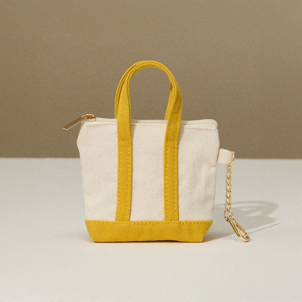 Madeline Love Mustard Mini Canvas Pouch Bag / Bag Charm - Bags & Wallets