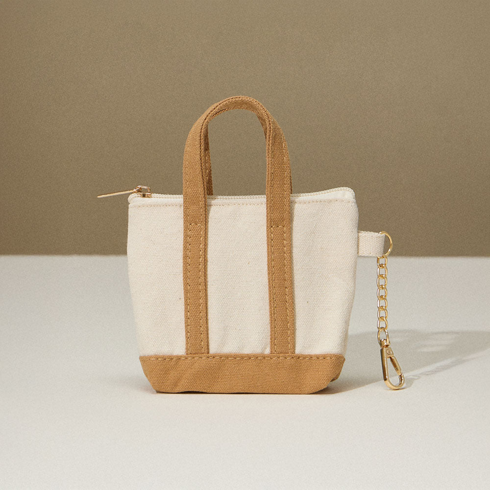 Madeline Love Taupe Mini Canvas Pouch Bag Charm - Bags & Wallets