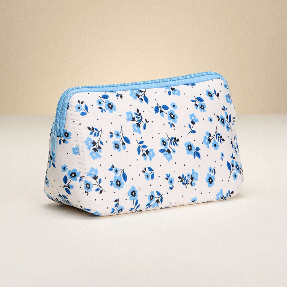 Madeline Love Blue Flower Pattern Cosmetic Pouch Bag - Beauty & Cosmetics