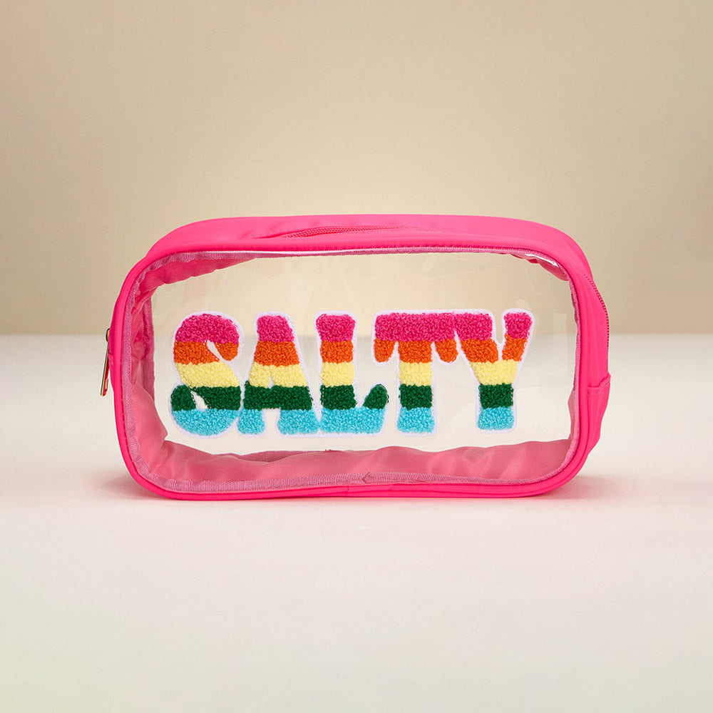 Madeline Love Pink SALTY Message Transparent Pouch Bag / Organizer - Beauty & Cosmetics