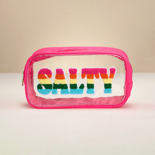 Madeline Love Pink SALTY Message Transparent Pouch Bag / Organizer - Beauty & Cosmetics