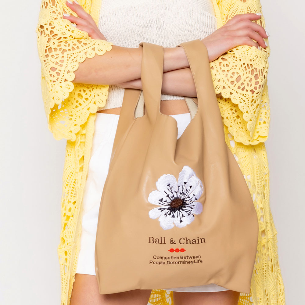 Madeline Love Beige Faux Leather Flower Message Printed Tote Bag - Bags & Wallets