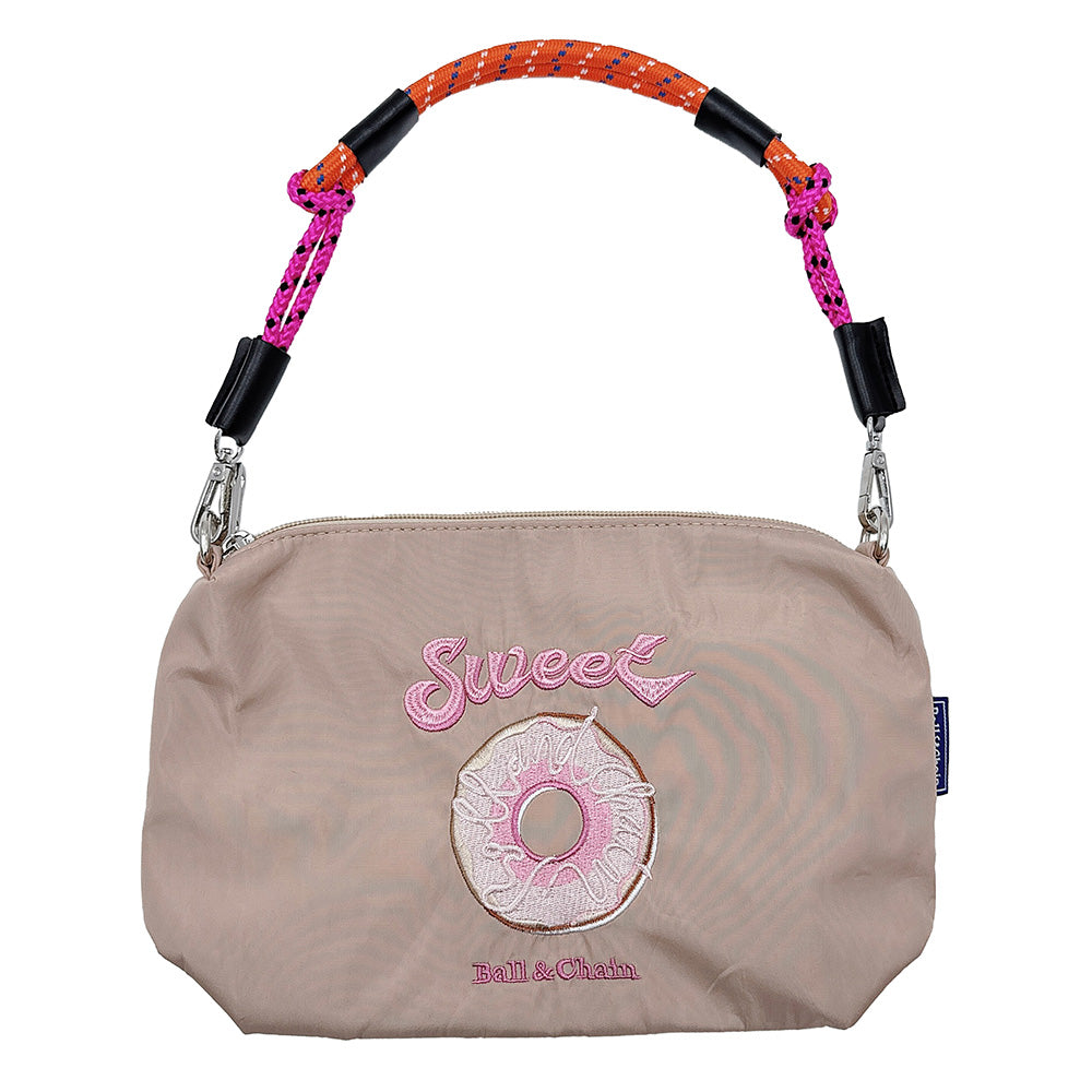 Madeline Love Beige Sweet Message Donut Embroidered Shoulder Bag - Bags & Wallets - extra