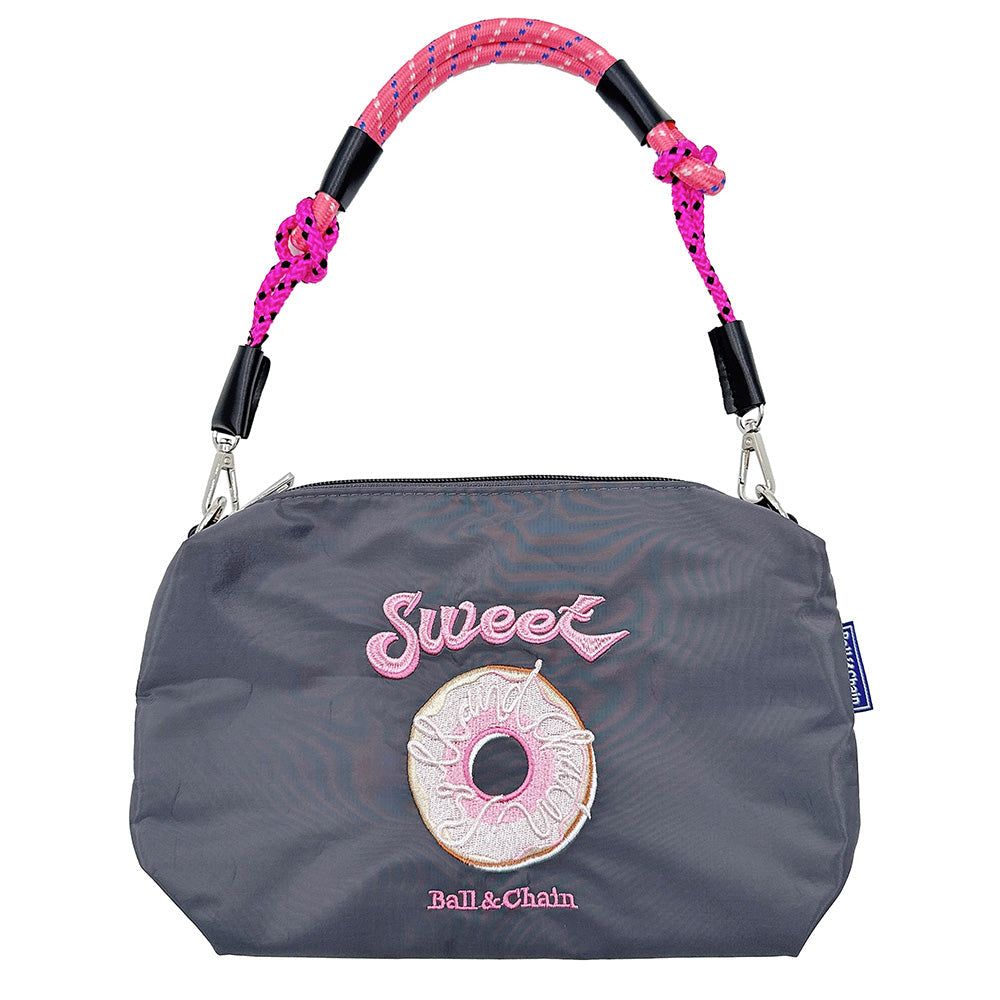 Madeline Love Charcoal Sweet Message Donut Embroidered Shoulder Bag - Bags & Wallets - extra