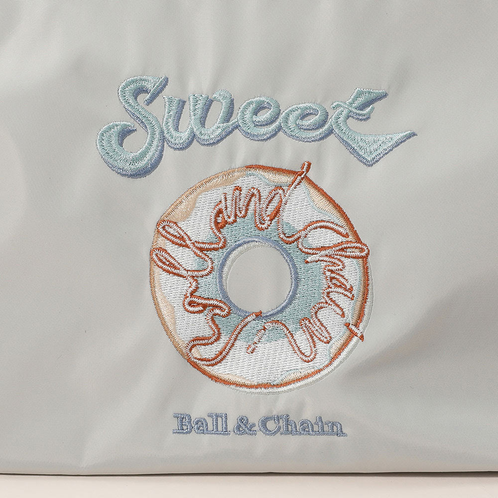 Madeline Love Charcoal Sweet Message Donut Embroidered Shoulder Bag - Bags & Wallets - extra