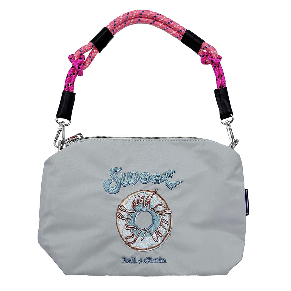 Madeline Love Gray Sweet Message Donut Embroidered Shoulder Bag - Bags & Wallets - extra