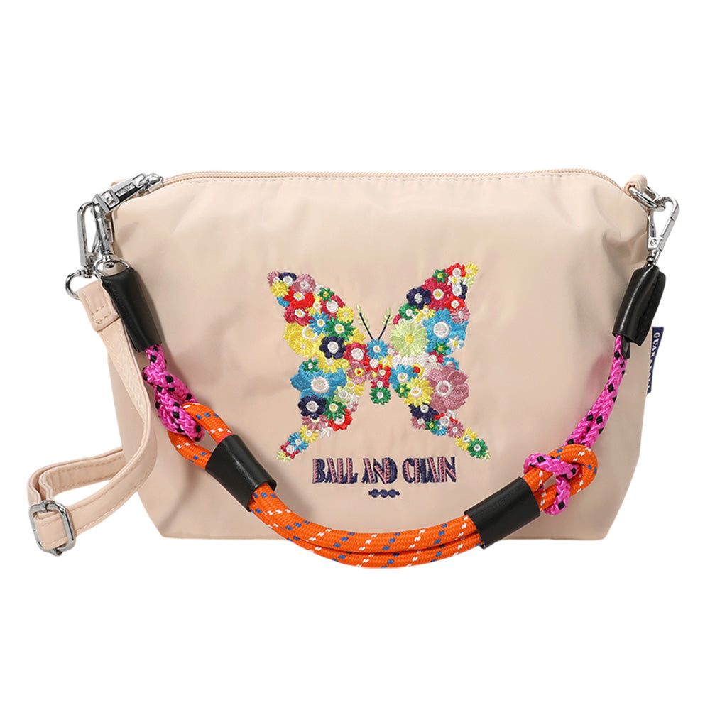 Madeline Love Ivory Flower Butterfly Embroidered Character Shoulder Bag - Bags & Wallets - desc