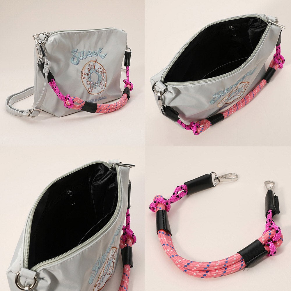 Madeline Love Ivory Flower Butterfly Embroidered Character Shoulder Bag - Bags & Wallets - extra