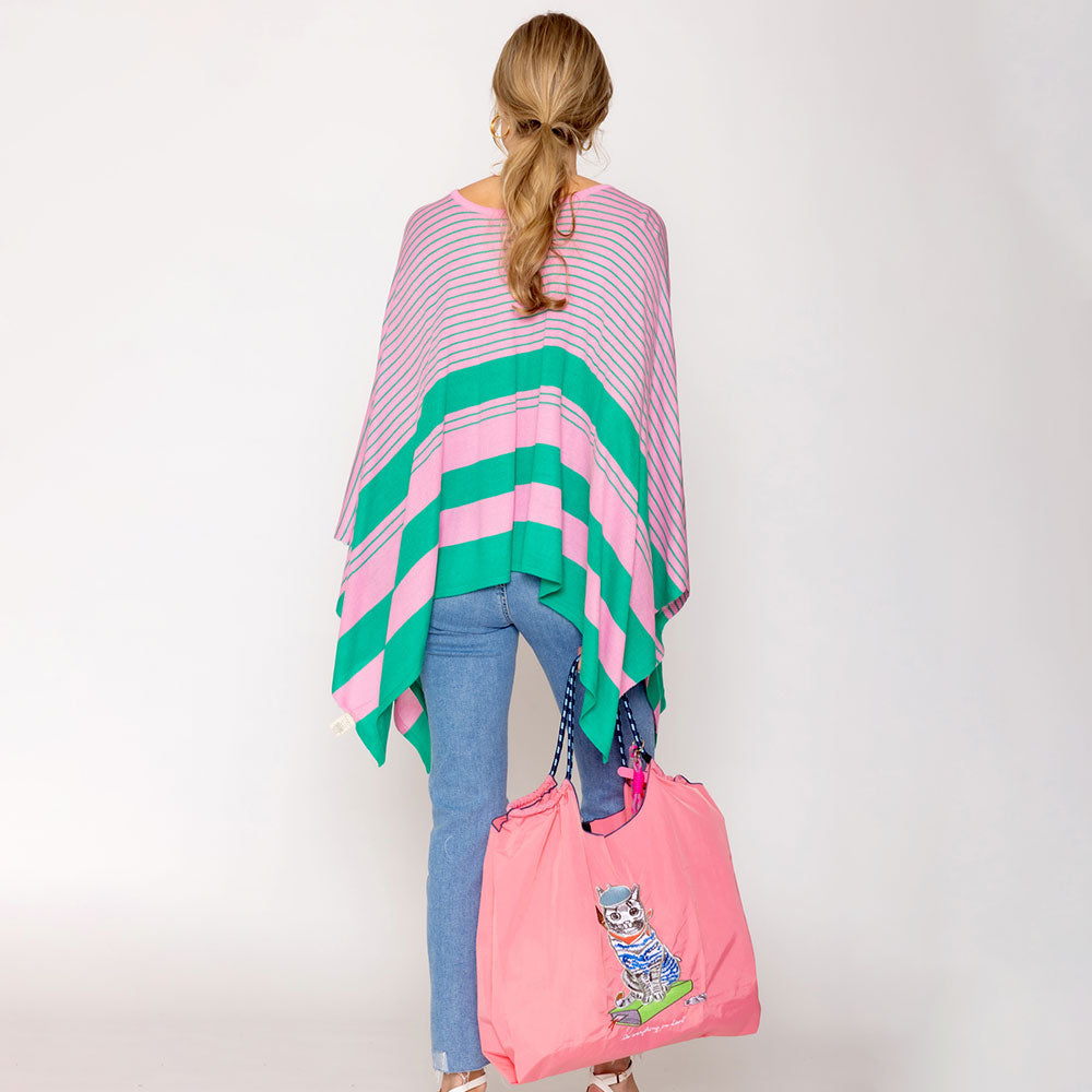Madeline Love Pink Embroidered Cat Rope Nylon Tote Bag - Bags & Wallets - extra