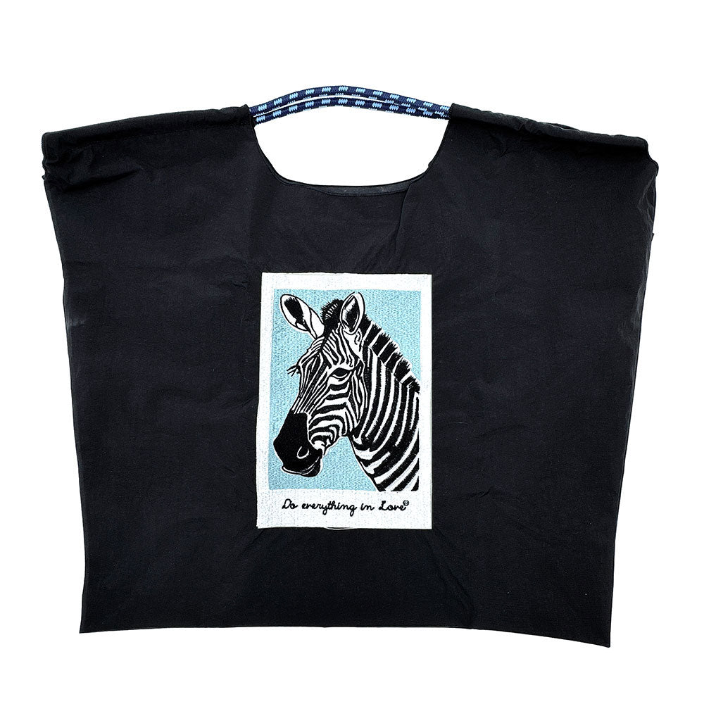 Madeline Love Black Embroidered Zebra Rope Nylon Tote Bag - Bags & Wallets - extra
