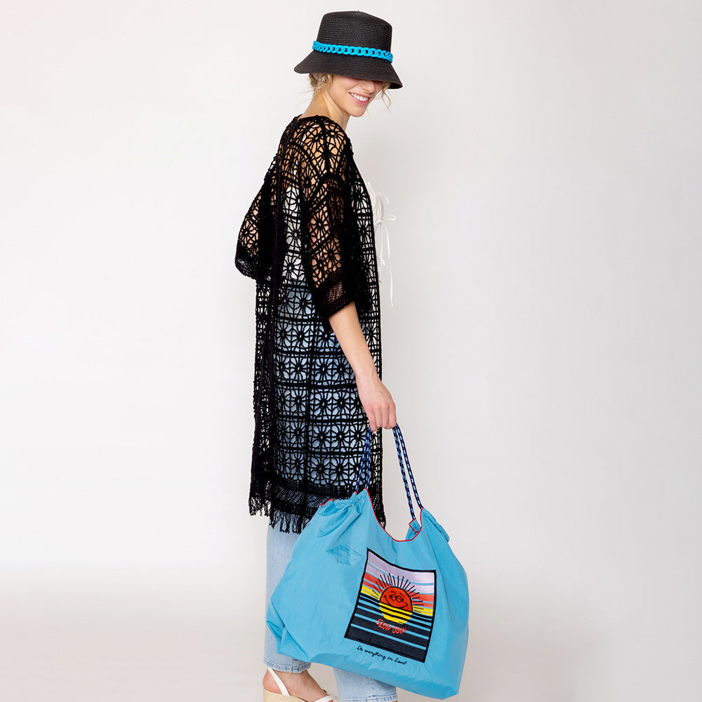 Madeline Love Turquoise Sun Rope Nylon Tote Bag - Bags & Wallets - extra