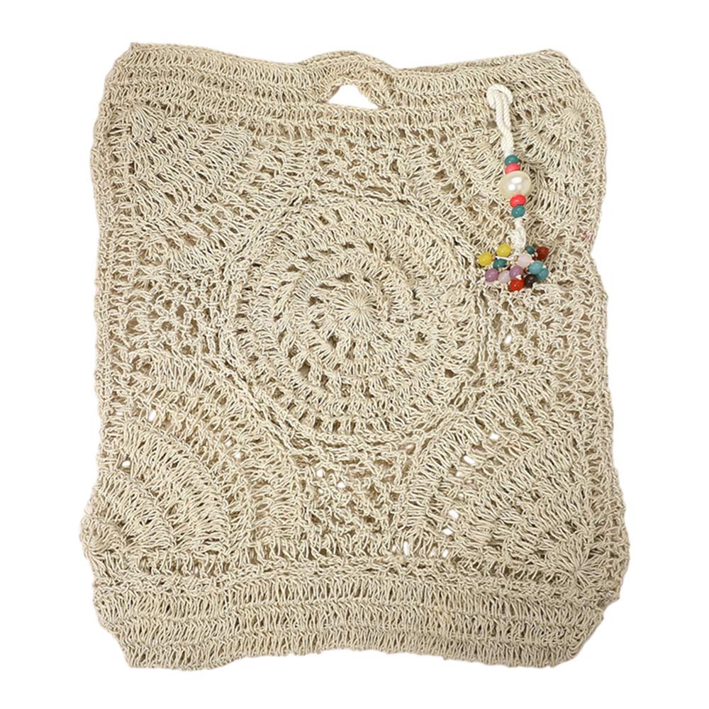 Madeline Love Ivory Crochet Pearl Bead Cluster Charm Tote Bags - Bags & Wallets - desc