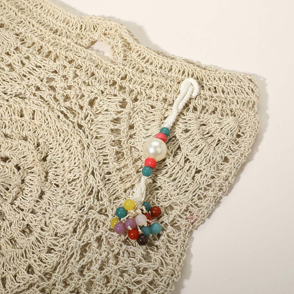 Madeline Love Ivory Crochet Pearl Bead Cluster Charm Tote Bags - Bags & Wallets - extra