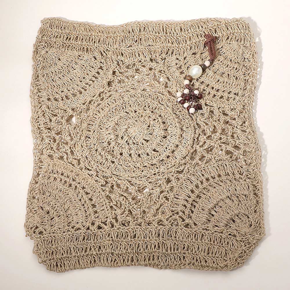 Madeline Love Neutral Crochet Pearl Bead Cluster Charm Tote Bags - Bags & Wallets