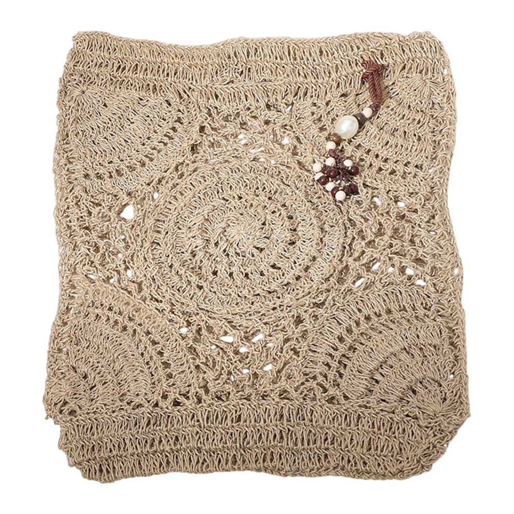 Madeline Love Neutral Crochet Pearl Bead Cluster Charm Tote Bags - Bags & Wallets - desc