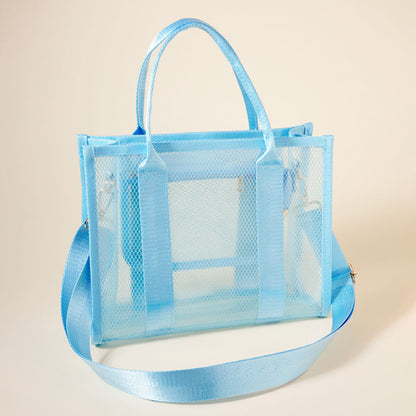 Madeline Love Light Blue PVC Jelly Crossbody Tote Bag - Bags & Wallets