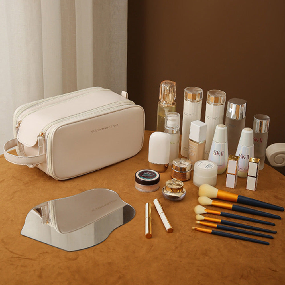 Madeline Love Brown 3 Layer Portable Travel Makeup Pouch Bag - Beauty & Cosmetics - extra