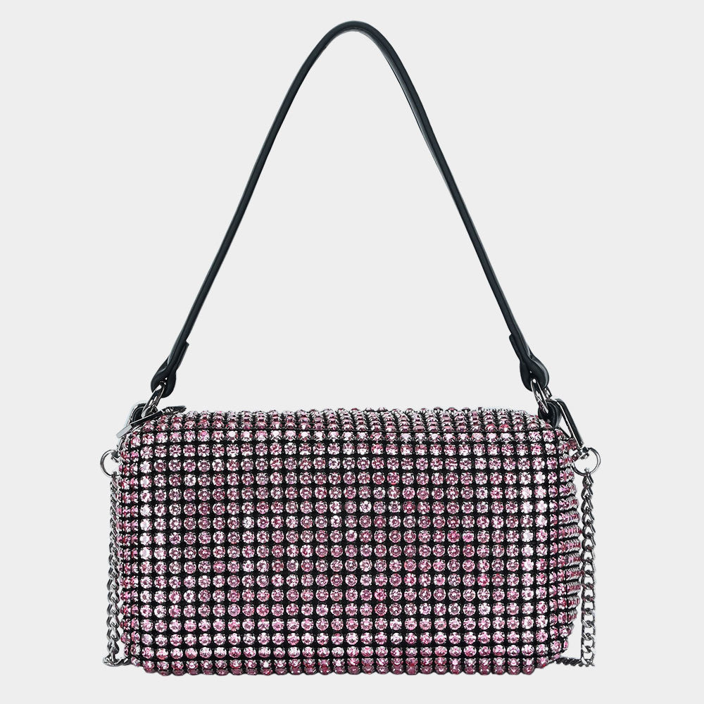 Madeline Love Pink Round Stone Embellished Tote / Crossbody Bag - Bags & Wallets