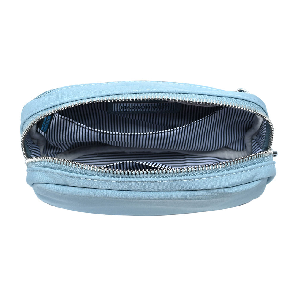 Madeline Love Light Blue Solid Nylon Crossbody Bag - Bags & Wallets - desc