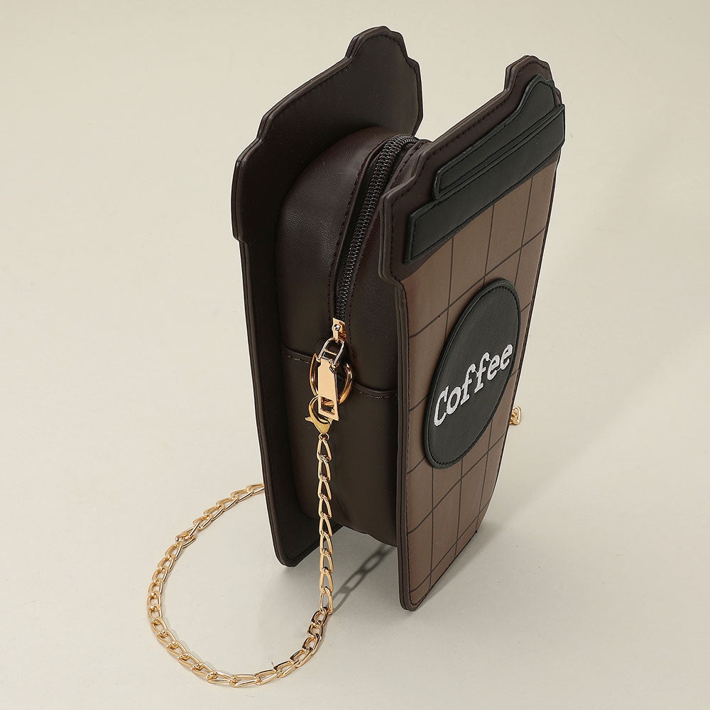 Madeline Love Black Faux Leather Coffee Cup Crossbody Bag - Bags & Wallets - extra