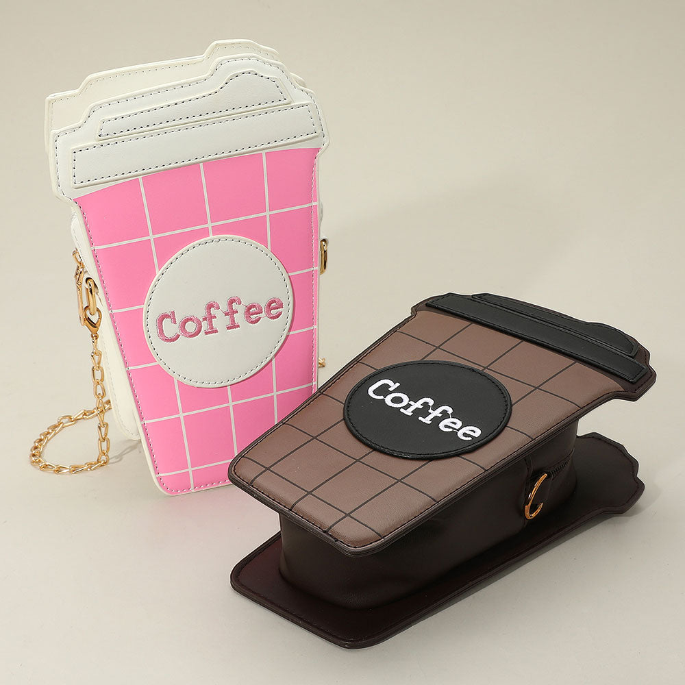 Madeline Love Black Faux Leather Coffee Cup Crossbody Bag - Bags & Wallets - extra