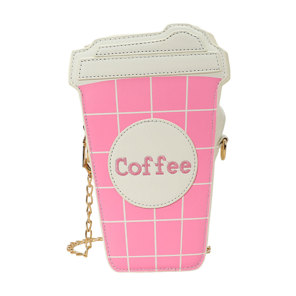 Madeline Love Pink Faux Leather Coffee Cup Crossbody Bag - Bags & Wallets - desc