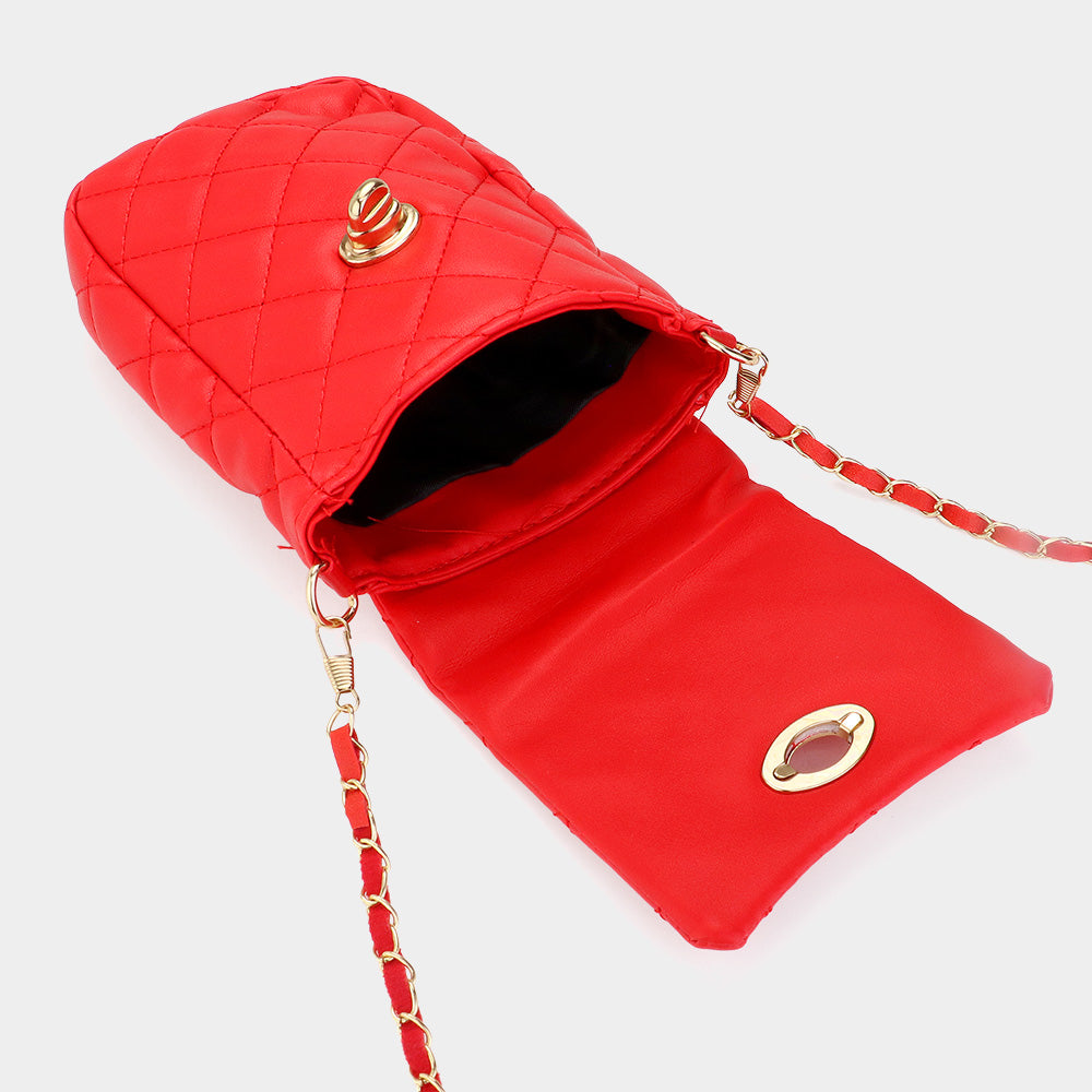 Madeline Love Red Faux Leather Quilted Mini Crossbody Bag - Bags & Wallets - desc