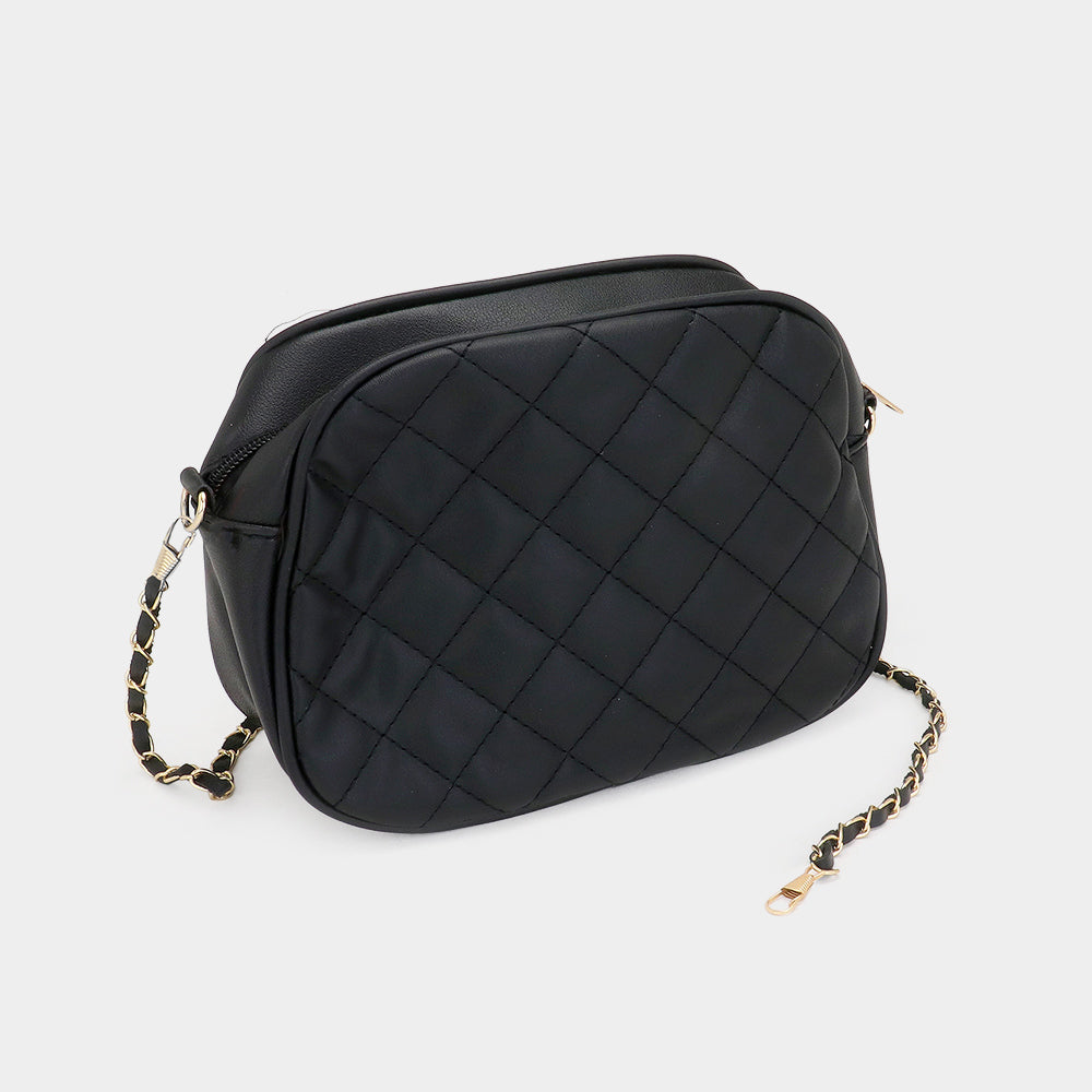 Madeline Love Black Faux Leather Quilted Crossbody Bag - Bags & Wallets