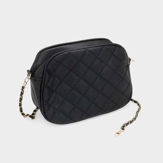 Madeline Love Black Faux Leather Quilted Crossbody Bag - Bags & Wallets
