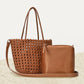 Madeline Love Camel 2 in 1 Hand Woven Tote Bag / Crossbody Bag - Bags & Wallets