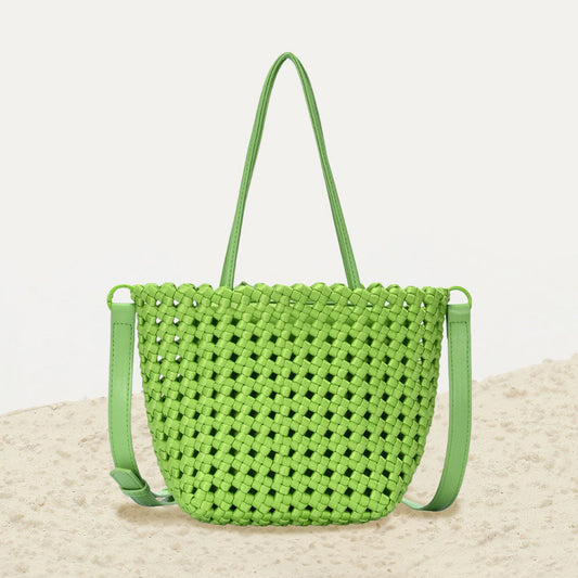 Madeline Love Green 2 in 1 Hand Woven Tote Bag / Crossbody Bag - Bags & Wallets